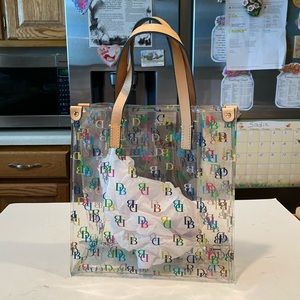 DB IT Acrylic Clear Multicolor Monogram Lunch,Beach,Shop,Tote.